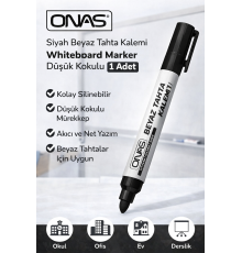 Onas Siyah Beyaz Tahta Kalemi Whiteboard Marker Düşük Kokulu 1 Adet