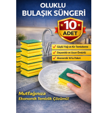 Oluklu Bulaşık Süngeri 5'li 2 Paket Güçlü Yağ ve Kir Temizleyici Çift Katmanlı Dayanıklı Mutfak Temizlik Süngeri