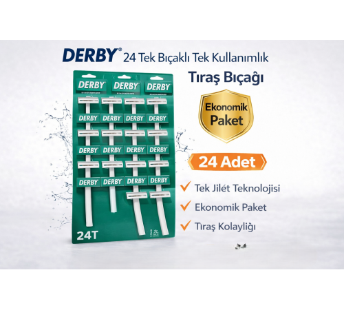 Derby Tek Bıçaklı Tıraş Bıçağı Avantajlı Paket Seçenekleri 24 ADET