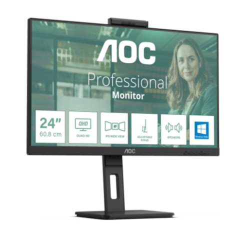 23.8 AOC 24P3CW IPS 4MS 75MHZ 1XHDMI 1XDP USB TYPE-C RJ45 FHD 1920X1080 WEBCAM HOPARLÖR ÇERÇEVESİZ PIVOT VESA SİYAH