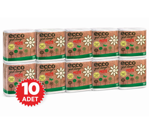 Ecco Green Kağıt  Peçete 100’lü 10 Adet Ekonomik Toplu Set