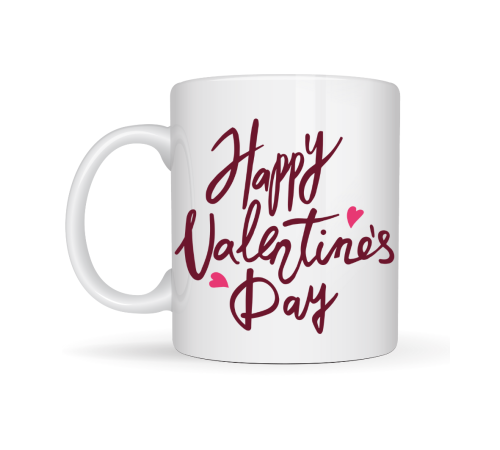 Happy Valentine’s Day Baskılı Porselen Kupa Model 2 – Sevgililer Günü Özel Tasarım