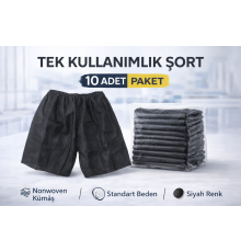 Tek Kullanımlık Şort 10 Adet Nonwoven Kumaş Siyah Standart Beden
