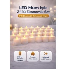 LED Mum Işık 3’lü Set Pilli Dekoratif Elektronik Mum Flicker Alev Efektli 8 Paket