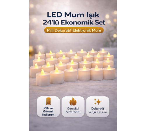 LED Mum Işık 3’lü Set Pilli Dekoratif Elektronik Mum Flicker Alev Efektli 8 Paket