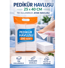 Pedikür Havlusu 25 x 40 cm Tek Kullanımlık Ayak Havlusu 200 Adet