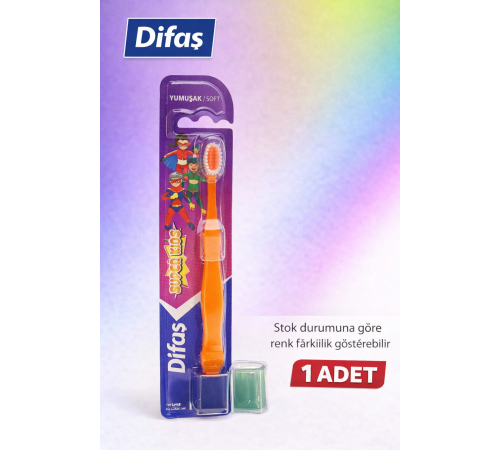 Difaş Kids Çocuk Diş Fırçası Koruyucu Kapaklı Yumuşak Kıllı 1 Adet