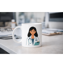 Kadın Doktor Tasarımlı Porselen Kupa MODEL 169 – Doktor ve Sağlık Çalışanı Temalı Kahve Kupası – Doktora Anlamlı Hediye