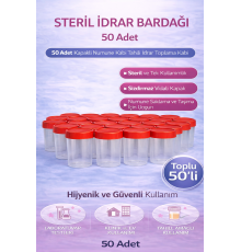 Steril İdrar Kabı Kapasiteli Numune Toplama Kabı 50 Adet