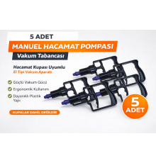 5 Adet Manuel Hacamat Pompası Vakum Tabancası – Hacamat Kupası Uyumlu El Tipi Vakum Aparatı