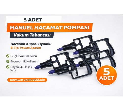 5 Adet Manuel Hacamat Pompası Vakum Tabancası – Hacamat Kupası Uyumlu El Tipi Vakum Aparatı