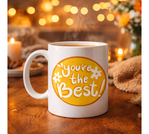 You're The Best Yazılı Porselen Kupa MODEL 123 – Motive Edici Tasarım, Özel Hediye Fikri, Kahve & Çay Kupası