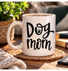 Dog Mom Yazılı Porselen Kupa MODEL 180 – Köpek Severlere Özel Tasarım Kahve Kupası – Sevimli Pati Desenli Hediye Kupa