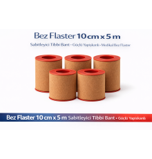 Bez Flaster 10 cm x 5 m Sabitleyici Tıbbi Bant Kahverengi Bez Flaster Güçlü Yapışkanlı 5 Adet