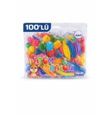 Renkli Atom Balon Punch Balon Lastik İpli Parti Balonu 100 ADET