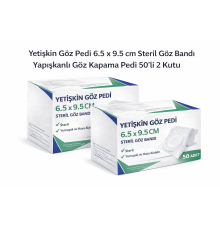 Yetişkin Göz Pedi 6.5 x 9.5 cm Steril Yapışkanlı Göz Bandı 50’li 2 Kutu Göz Kapama Pedi