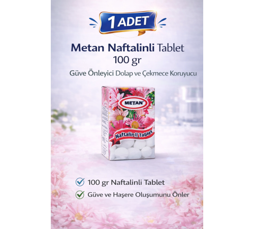 Metan Naftalinli Tablet 100 gr Güve Önleyici Dolap ve Çekmece Koruyucu 1 Adet