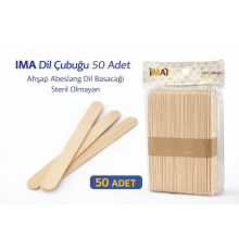 İMA Dil Çubuğu 50 Adet Ahşap Abeslang Steril Olmayan Tahta Dil Basacağı 1 Paket