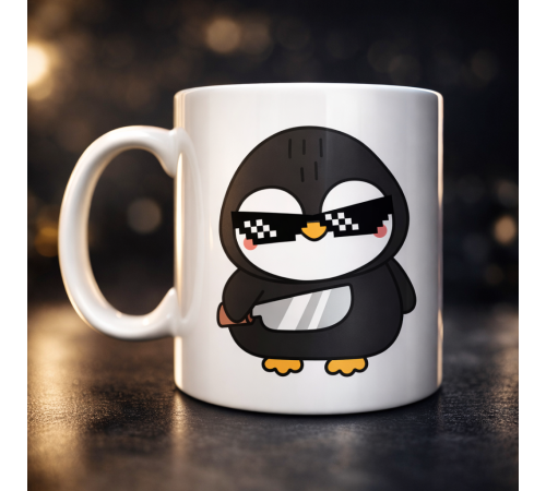 Havalı Penguen Tasarımlı Porselen Kupa MODEL 88 – Eğlenceli, Cool & Enerjik Kahve Kupası