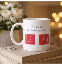 Model 25 – You Are the Key to My Happiness Tasarımlı Porselen Kupa -Anlamlı & Romantik Hediye