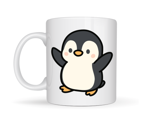 Sevimli Penguen Tasarımlı Porselen Kupa MODEL 106 – Kış Temalı Tatlı Kahve Kupası , Hediye Fikri