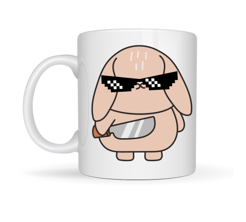 Cool Tavşan Tasarımlı Porselen Kupa MODEL 93 – Eğlenceli, Havalı ve Enerji Dolu Kahve Kupası