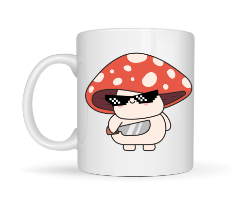 Sevimli Cool Mantar Tasarımlı Porselen Kupa MODEL 87 – Eğlenceli Karakter Desenli Kahve & Çay Kupası – Hediye Fikirli Kupa