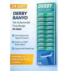 Derby Banyo Tek Kullanımlık Tıraş Bıçağı 24 Adet Avantajlı Paket Plastik Saplı Ekonomik Tıraş Jileti