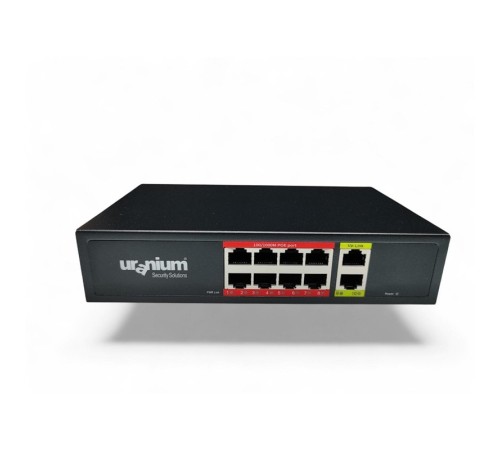 URANIUM POE-G8002-96W 8 PORT GIGABIT + 2 PORT GIGABIT RJ45 UPLINK POE SWITCH (REALTEK CHIPSET)