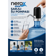 Nerox Şarjlı Su Pompası NRX-0855 USB Şarjlı Damacana Su Pompası Otomatik Su Sebili Aparatı