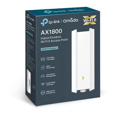 TP-LINK OMADA EAP610-OUTDOOR AX1800 DUAL BAND WIFI6 1XGBIT RJ45 574MBPS/2.4GHZ/1201MBPS/5GHZ ACCESS POINT (ADAPTÖRLÜ)