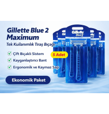 Jilet Blue 2 Maximum Tek Kullanımlık Tıraş Bıçağı 5 Adet Ekonomik Paket