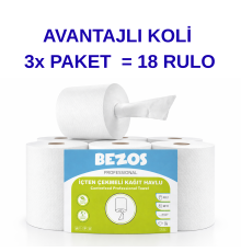 Professional İçten Çekmeli Kağıt Havlu 3 Koli | 18 Rulo | Endüstriyel Kullanım