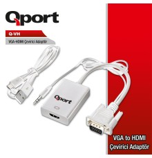 QPORT Q-VH VGA TO HDMI DÖNÜŞTÜRÜCÜ + SES KABLOSU (VGA+HDMI)
