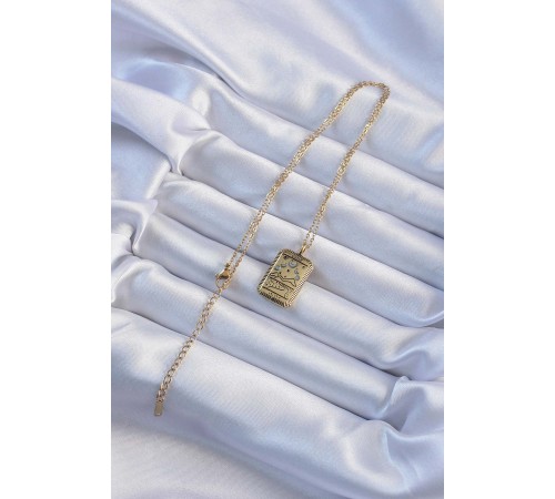 316L Çelik Zincir Eskitme Altın Renk Ay Figürlü Tarot Kolye