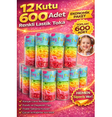 12 Kutu 600 Adet Renkli Lastik Toka Seti Karışık Renkli Saç Lastiği Çocuk ve Kadın Saç Tokası