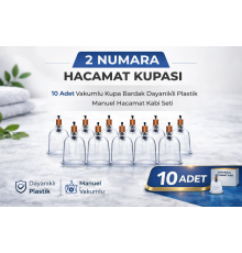 2 Numara Hacamat Kupası 10 Adet Vakumlu Kupa Bardak Dayanıklı Plastik Manuel Hacamat Kabı