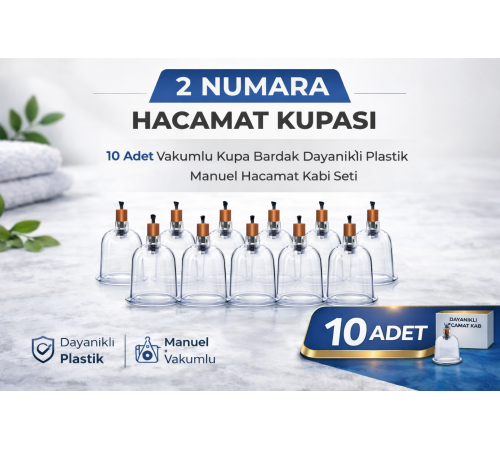 2 Numara Hacamat Kupası 10 Adet Vakumlu Kupa Bardak Dayanıklı Plastik Manuel Hacamat Kabı