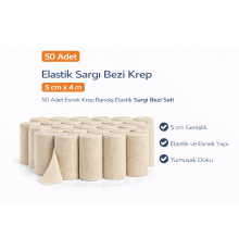 Elastik Sargı Bezi Krep 5 cm x 4 m 50 Adet Esnek Krep Bandaj Elastik Sargı Bezi Seti