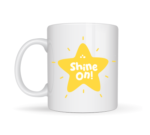 Shine On "PARLAMAYA DEVAM ET" Yıldız Tasarımlı Porselen Kupa MODEL 155 – Motivasyon Kupası – Günlük Kullanıma Uygun Şık Kahve & Çay Kupası