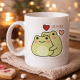 Model 41 Be Mine Tasarımlı Sevimli Kurbağa Desenli Porselen Kupa Aşk Temalı Özel Tasarım Kahve Kupası