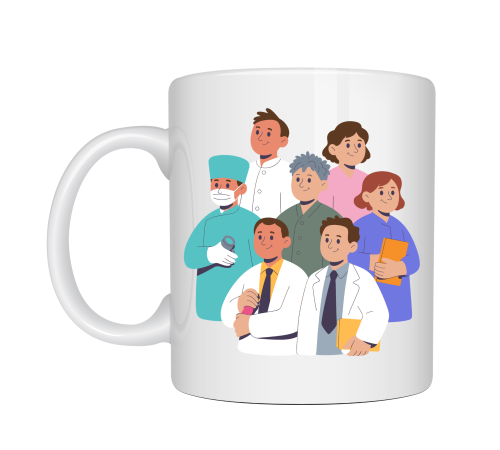 Sağlık Çalışanları Temalı Porselen Kupa MODEL 166 – Doktor Hemşire Tasarımlı Hediye Kahve Kupası – Sağlıkçıya Anlamlı Hediye