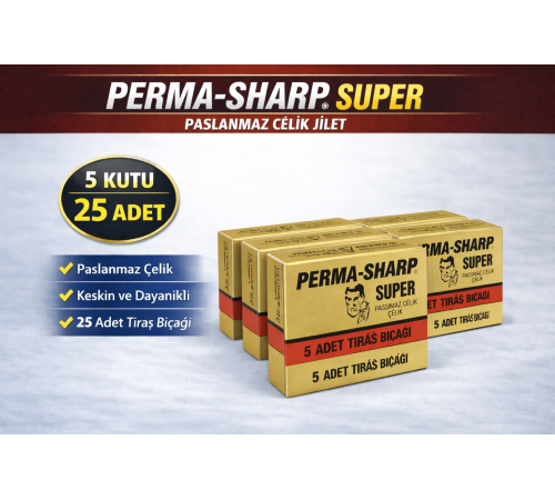 Perma-Sharp Super Paslanmaz Çelik Tıraş Bıçağı 5’li 5 Kutu