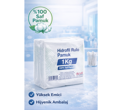 Hidrofil Rulo Pamuk 1 Kg Saf Pamuk Yüksek Emici Medikal ve Kozmetik Kullanım 1 ADET