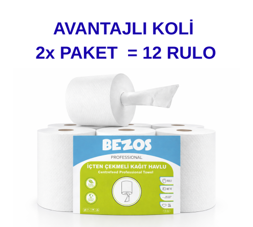 Professional İçten Çekmeli Kağıt Havlu 2 Koli | 12 Rulo | Endüstriyel Kullanım