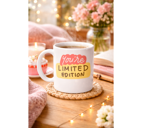 You’re Limited Edition "SEN EŞSİZSİN" Yazılı Porselen Kupa MODEL 152 – Motivasyon Temalı, Özel Tasarım Kahve & Çay Kupası