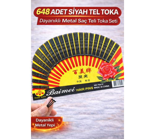 648 Adet Siyah Tel Toka Saç Tokası – Dayanıklı Metal Profesyonel Saç Teli Toka Seti