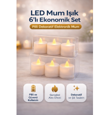 LED Mum Işık 3’lü Set Pilli Dekoratif Elektronik Mum Flicker Alev Efektli 2 Paket
