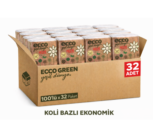 ECCO GREEN Yeşil Dünya Peçete 100’lü 32 Paket Koli Ekonomik Toplu Satış