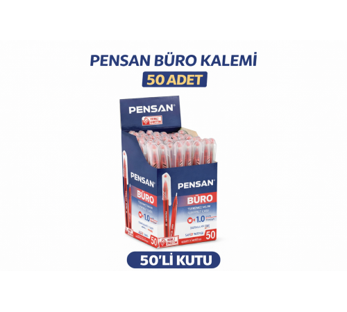 Pensan Büro 2270 Kırmızı Tükenmez Kalem 1.0 mm Medium Yerli Üretim 50 Adet